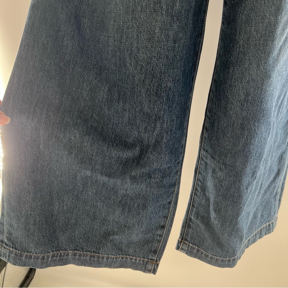 Madewell The Hallow Wide-Leg High Rise Pleat Front Dark Wash Blue Jeans-Size 31 - Picture 3 of 10